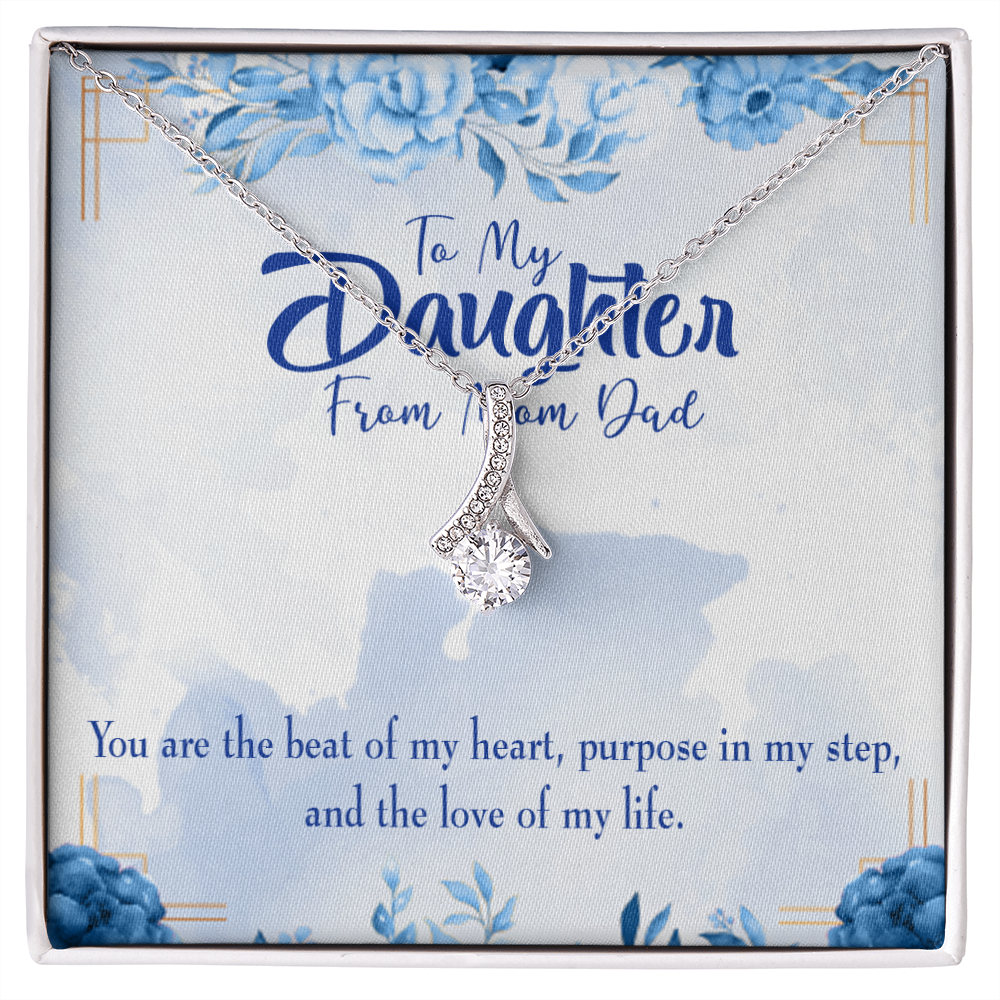 To My Daughter Beat of my Heart Alluring Ribbon Necklace Message Card-Express Your Love Gifts