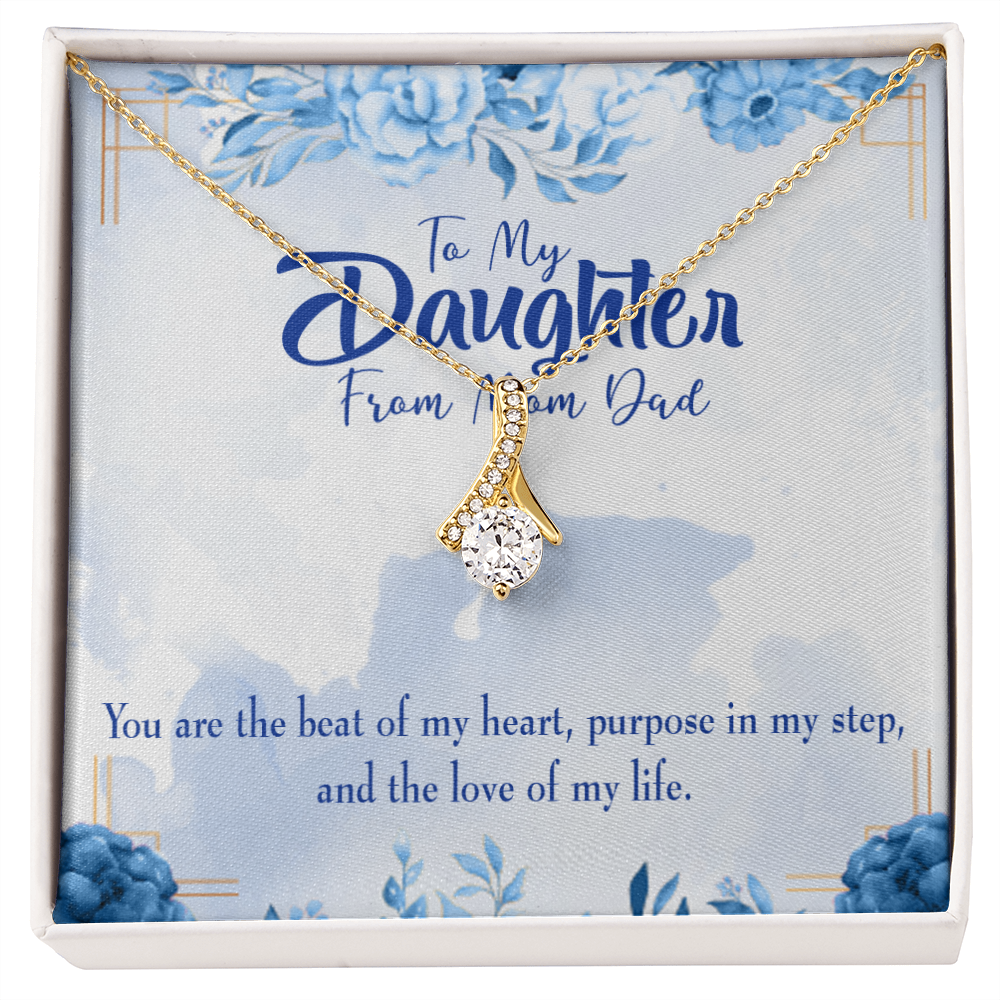 To My Daughter Beat of my Heart Alluring Ribbon Necklace Message Card-Express Your Love Gifts