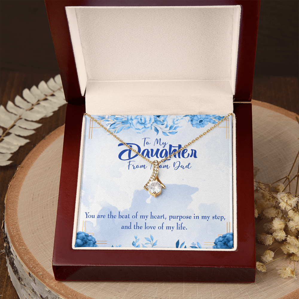 To My Daughter Beat of my Heart Alluring Ribbon Necklace Message Card-Express Your Love Gifts