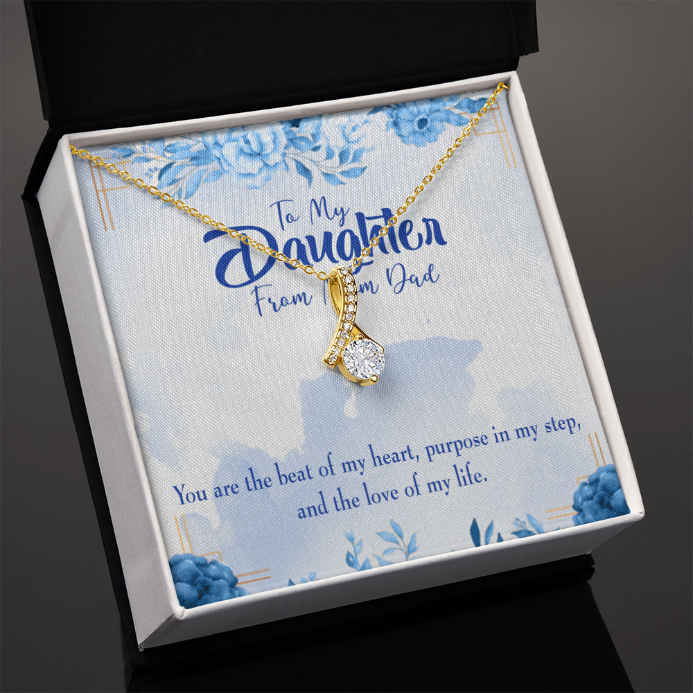 To My Daughter Beat of my Heart Alluring Ribbon Necklace Message Card-Express Your Love Gifts