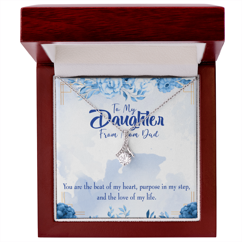 To My Daughter Beat of my Heart Alluring Ribbon Necklace Message Card-Express Your Love Gifts