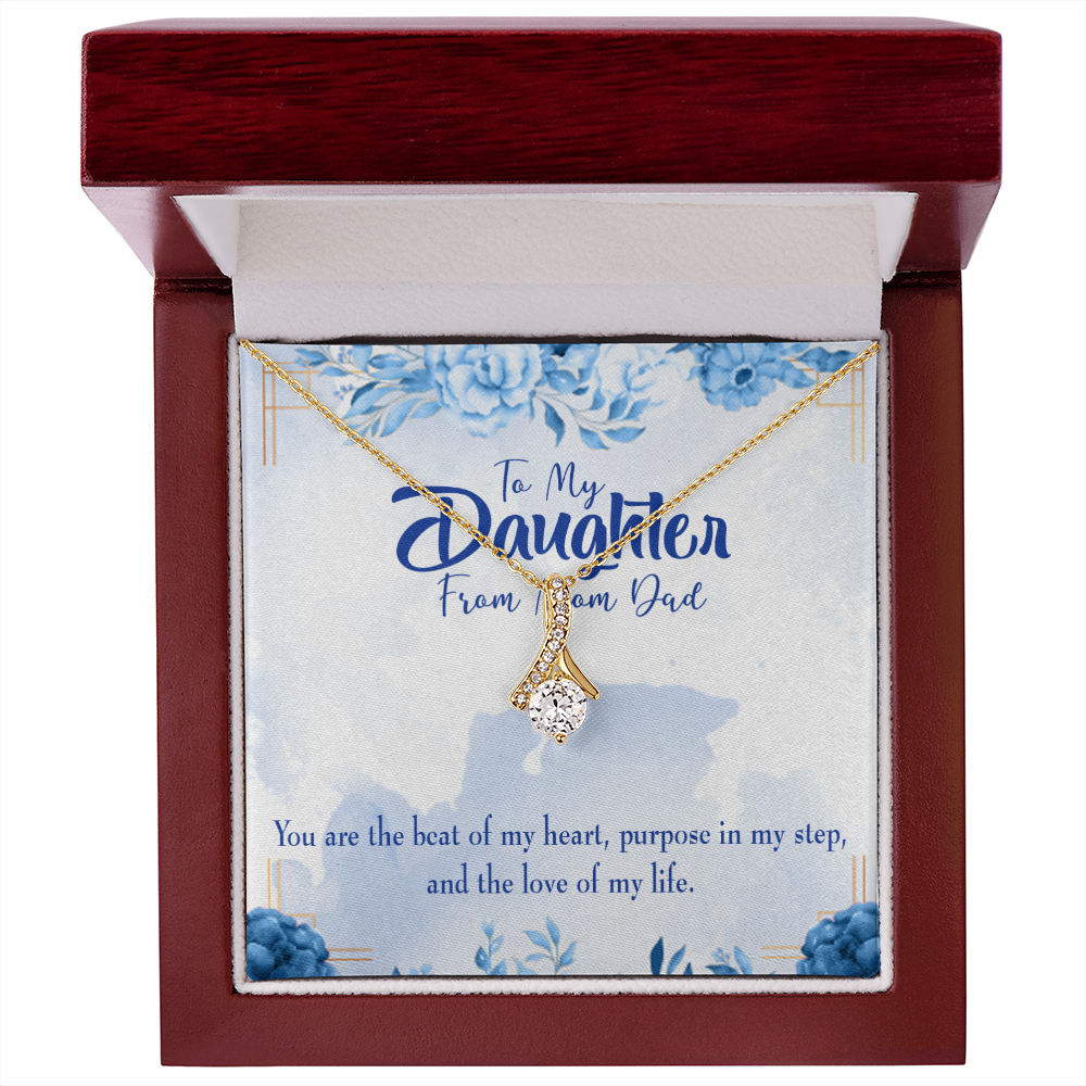 To My Daughter Beat of my Heart Alluring Ribbon Necklace Message Card-Express Your Love Gifts