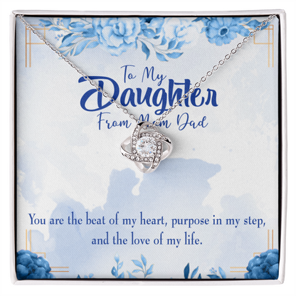 To My Daughter Beat of My Heart Infinity Knot Necklace Message Card-Express Your Love Gifts