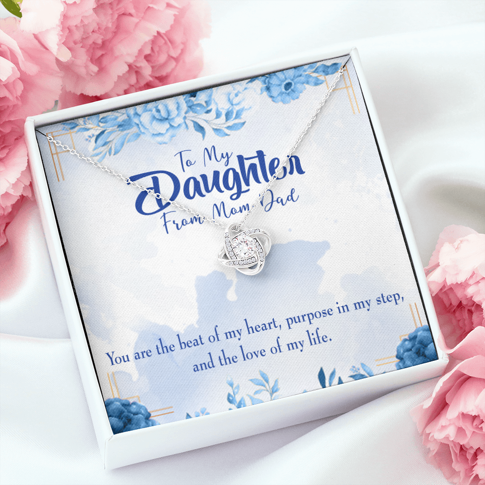 To My Daughter Beat of My Heart Infinity Knot Necklace Message Card-Express Your Love Gifts