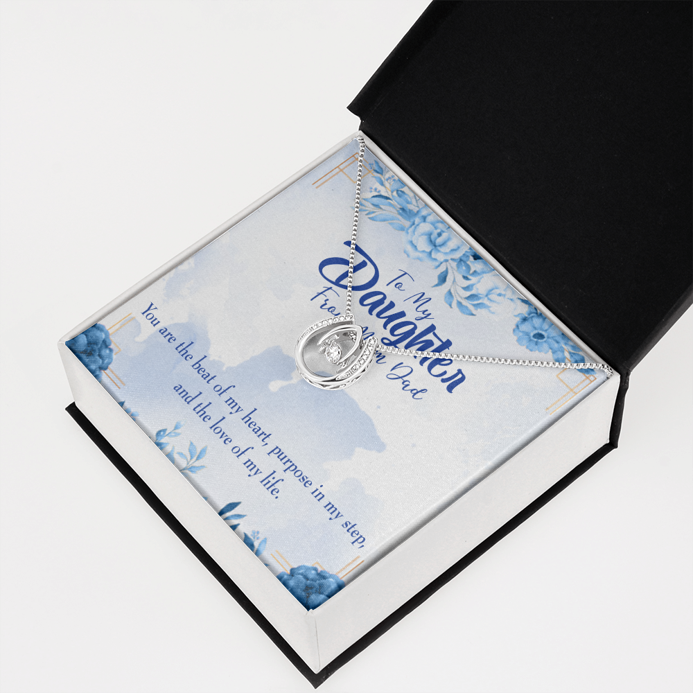 To My Daughter Beat of my Heart Lucky Horseshoe Necklace Message Card 14k w CZ Crystals-Express Your Love Gifts