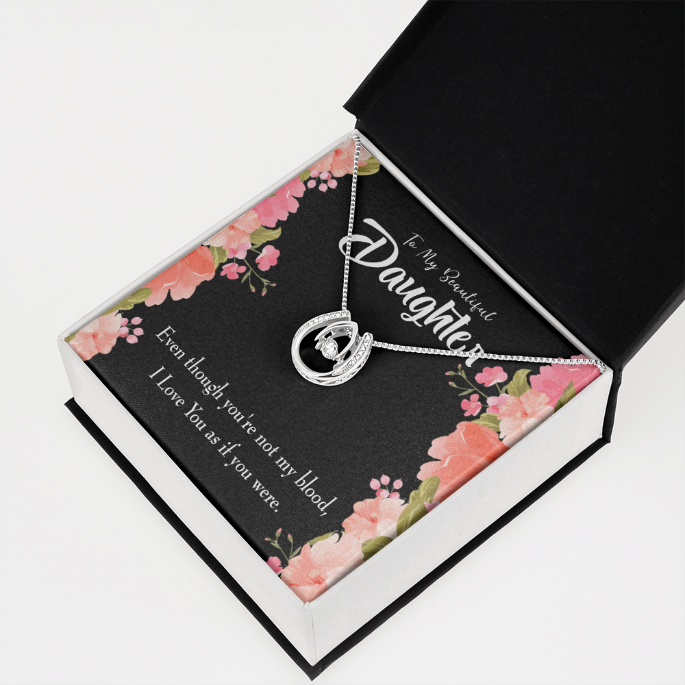 To My Daughter Beautiful Daughter Lucky Horseshoe Necklace Message Card 14k w CZ Crystals-Express Your Love Gifts