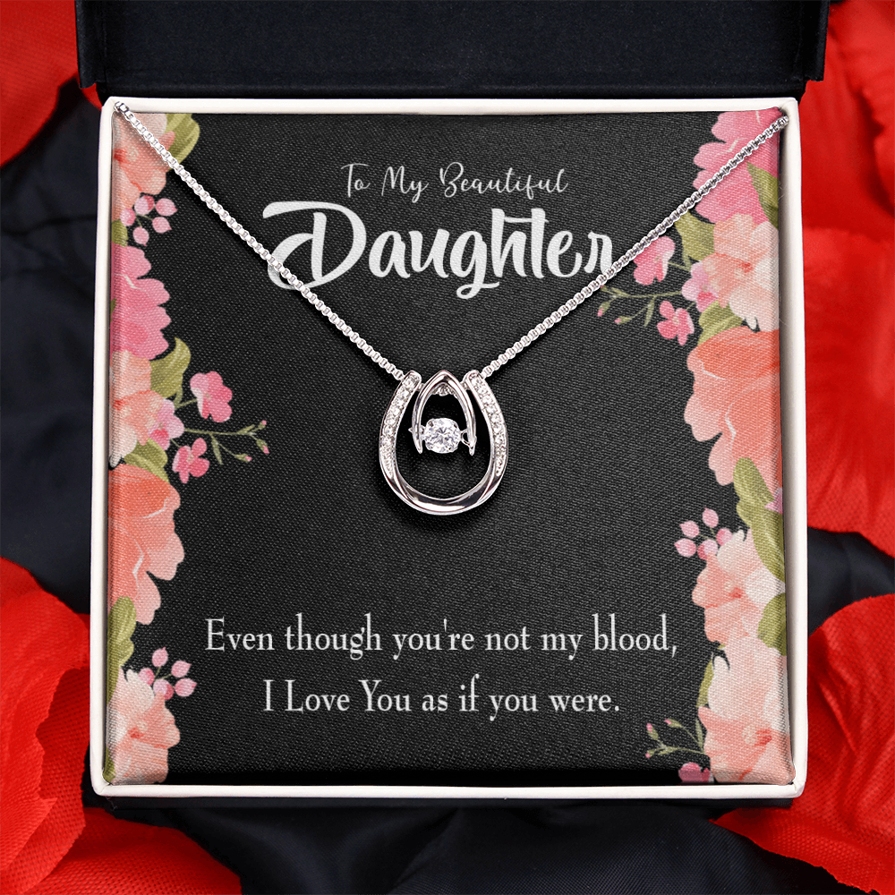 To My Daughter Beautiful Daughter Lucky Horseshoe Necklace Message Card 14k w CZ Crystals-Express Your Love Gifts
