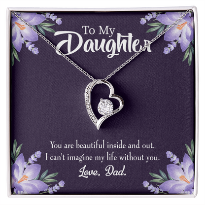 To My Daughter Beautiful Inside and Out Dad Forever Necklace w Message Card-Express Your Love Gifts