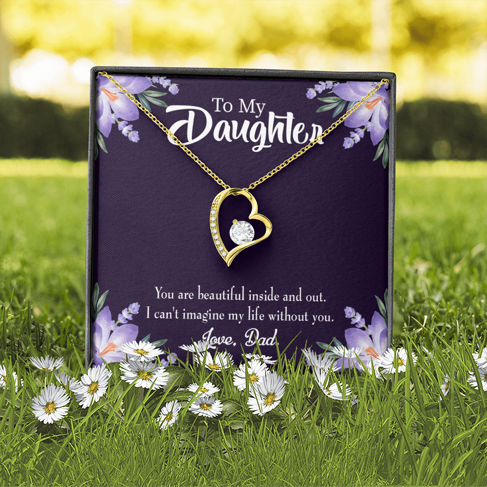 To My Daughter Beautiful Inside and Out Dad Forever Necklace w Message Card-Express Your Love Gifts
