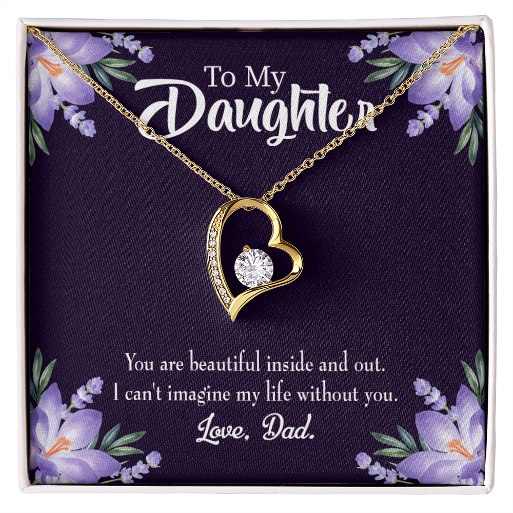 To My Daughter Beautiful Inside and Out Dad Forever Necklace w Message Card-Express Your Love Gifts