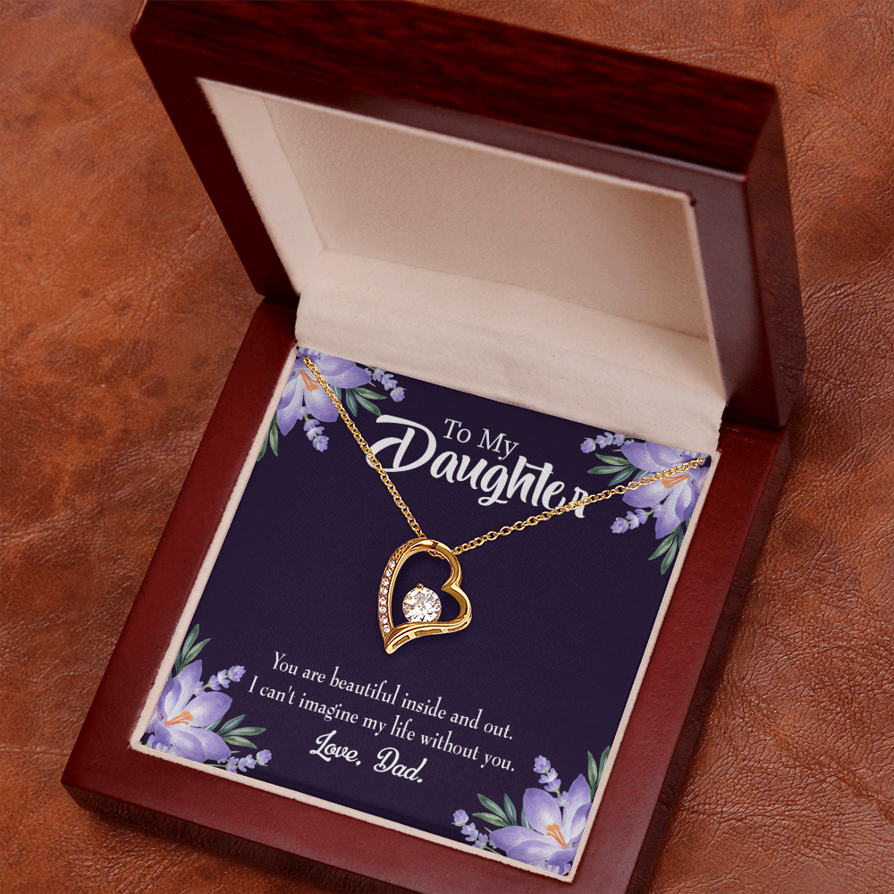 To My Daughter Beautiful Inside and Out Dad Forever Necklace w Message Card-Express Your Love Gifts