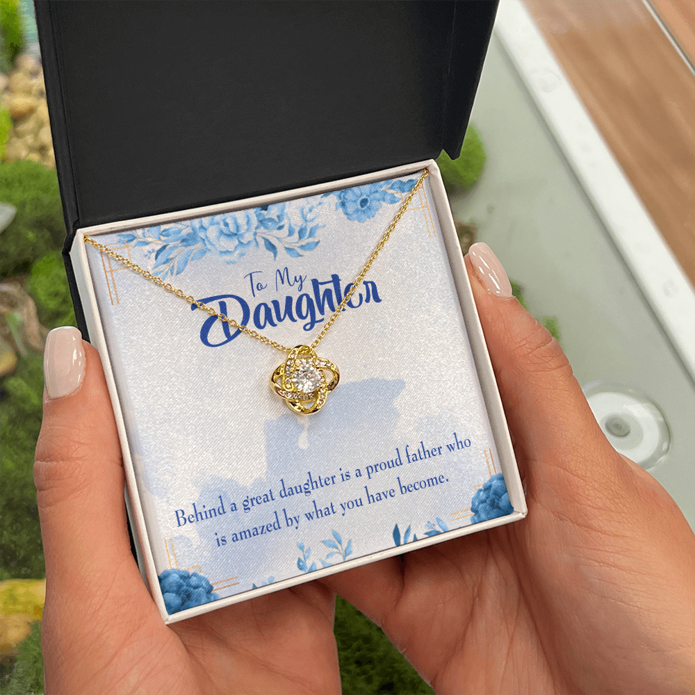 To My Daughter Behind Great Daughter From Dad Infinity Knot Necklace Message Card-Express Your Love Gifts