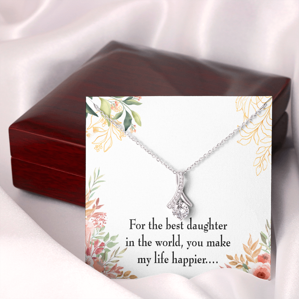 To My Daughter Best Daughter in the World Alluring Ribbon Necklace Message Card-Express Your Love Gifts