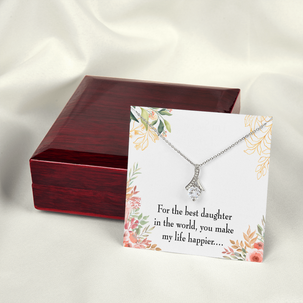 To My Daughter Best Daughter in the World Alluring Ribbon Necklace Message Card-Express Your Love Gifts