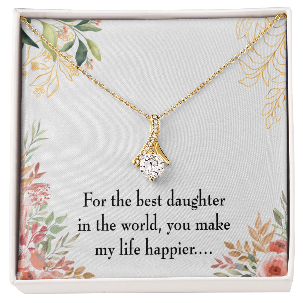 To My Daughter Best Daughter in the World Alluring Ribbon Necklace Message Card-Express Your Love Gifts