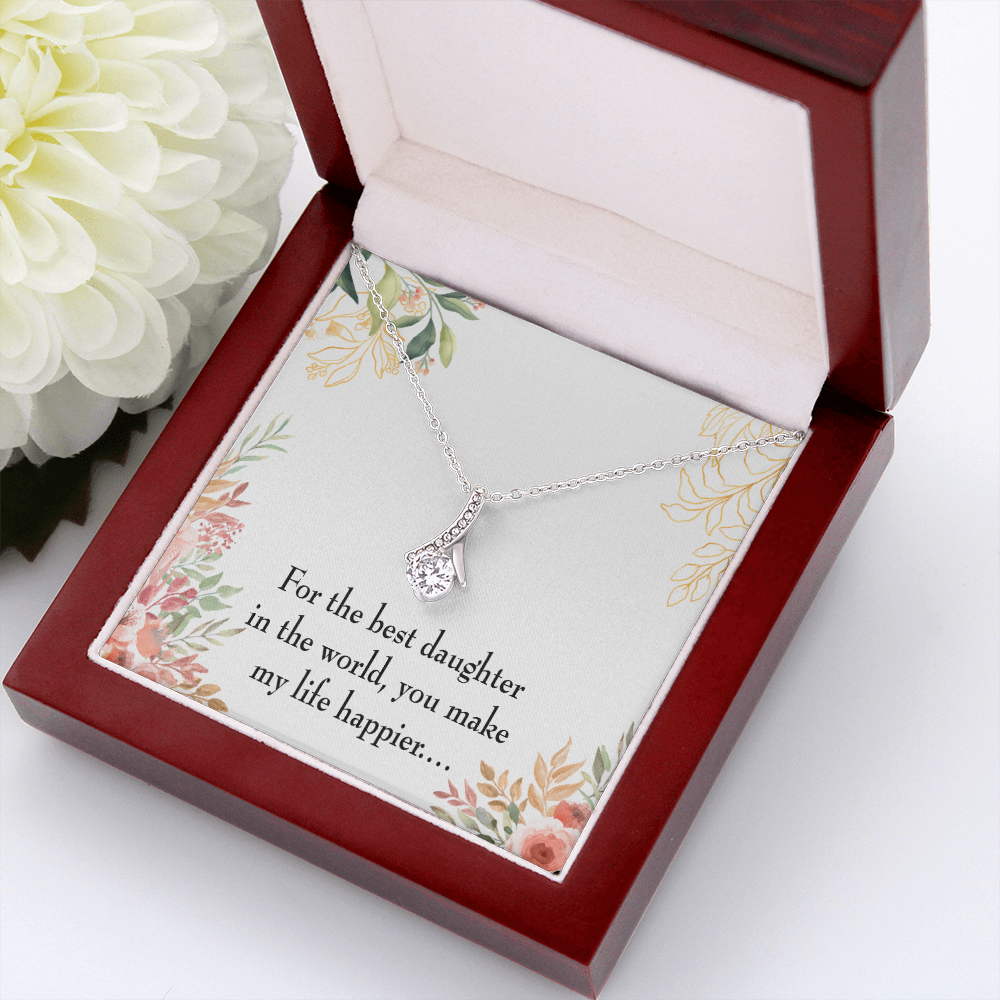 To My Daughter Best Daughter in the World Alluring Ribbon Necklace Message Card-Express Your Love Gifts
