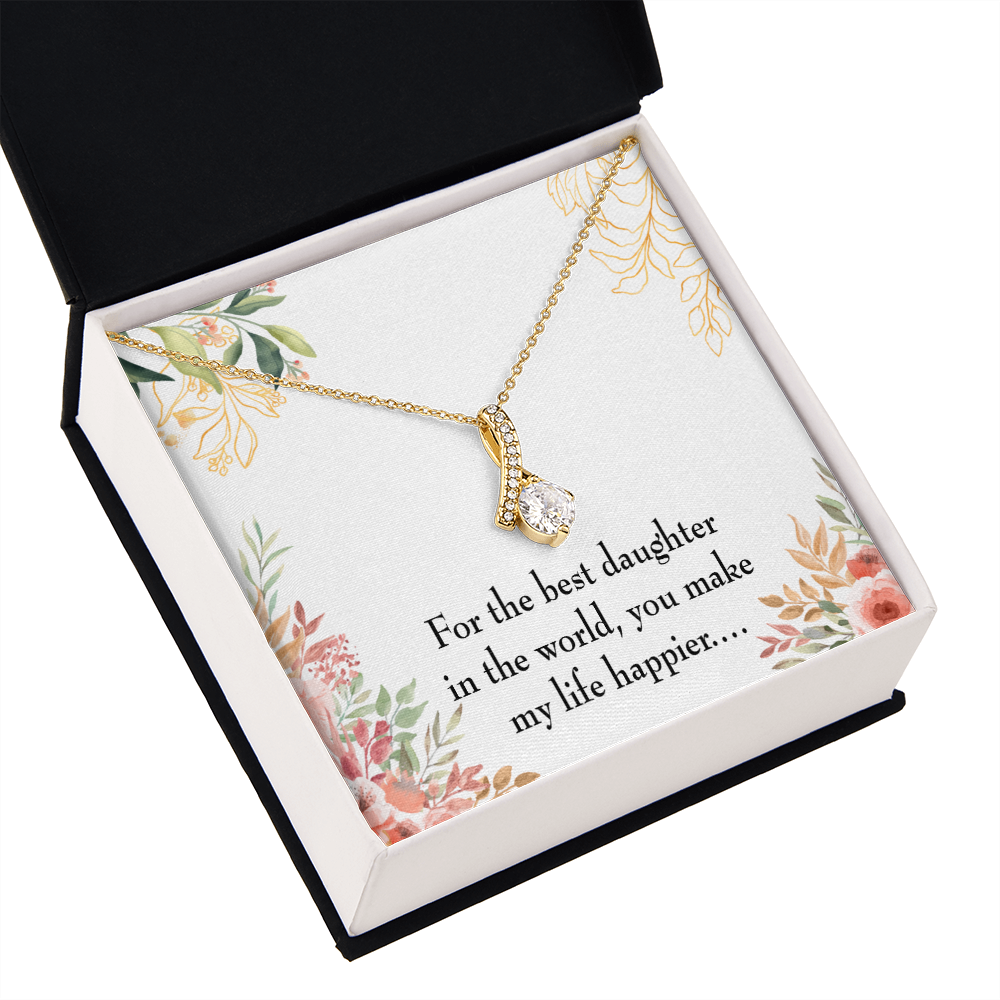 To My Daughter Best Daughter in the World Alluring Ribbon Necklace Message Card-Express Your Love Gifts