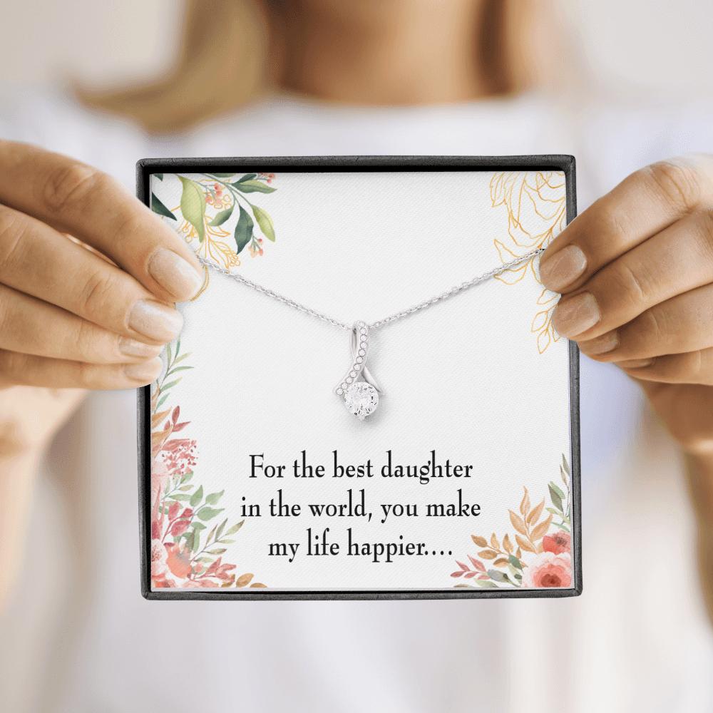 To My Daughter Best Daughter in the World Alluring Ribbon Necklace Message Card-Express Your Love Gifts