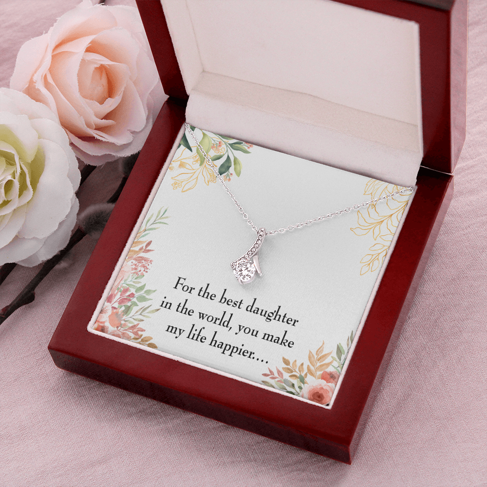 To My Daughter Best Daughter in the World Alluring Ribbon Necklace Message Card-Express Your Love Gifts
