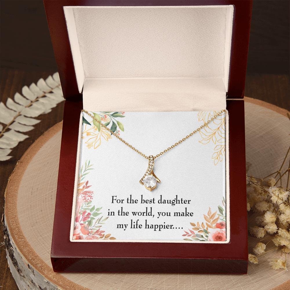 To My Daughter Best Daughter in the World Alluring Ribbon Necklace Message Card-Express Your Love Gifts