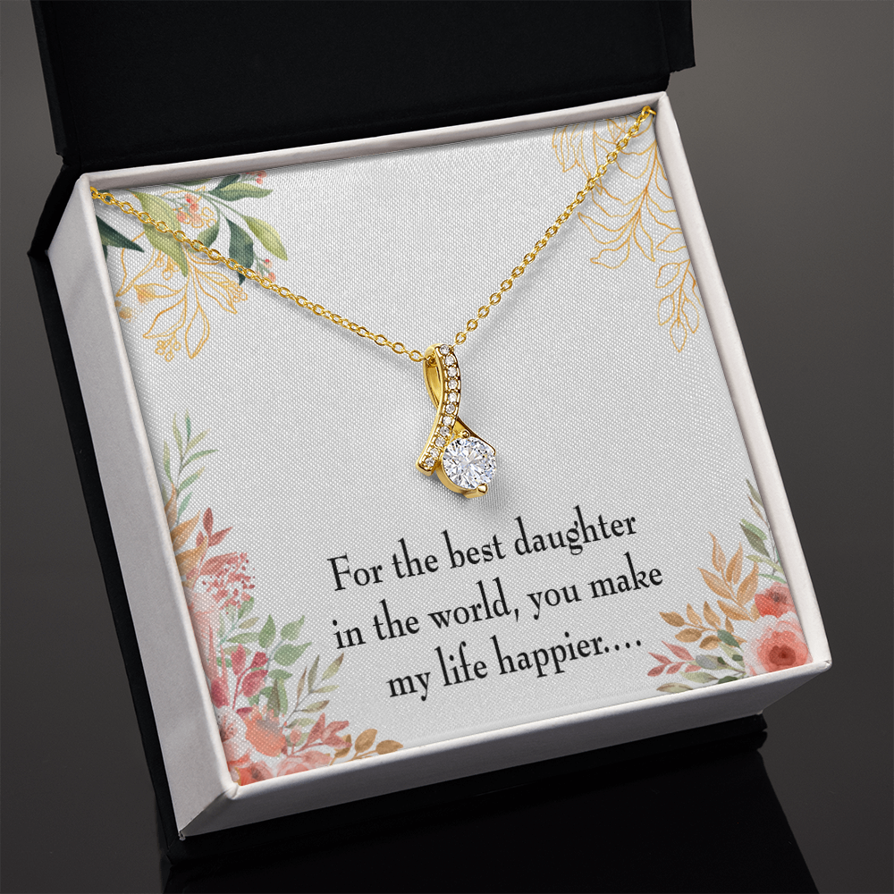 To My Daughter Best Daughter in the World Alluring Ribbon Necklace Message Card-Express Your Love Gifts