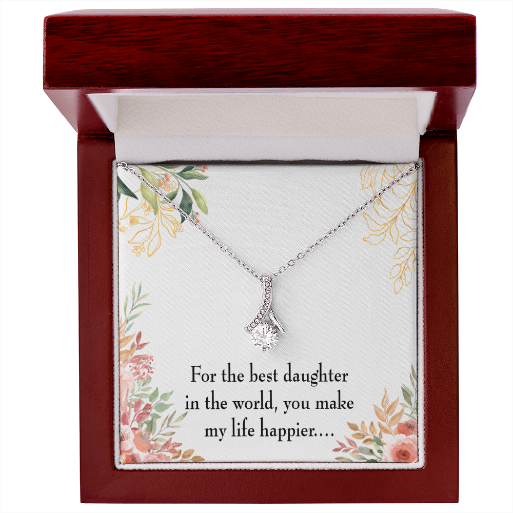 To My Daughter Best Daughter in the World Alluring Ribbon Necklace Message Card-Express Your Love Gifts