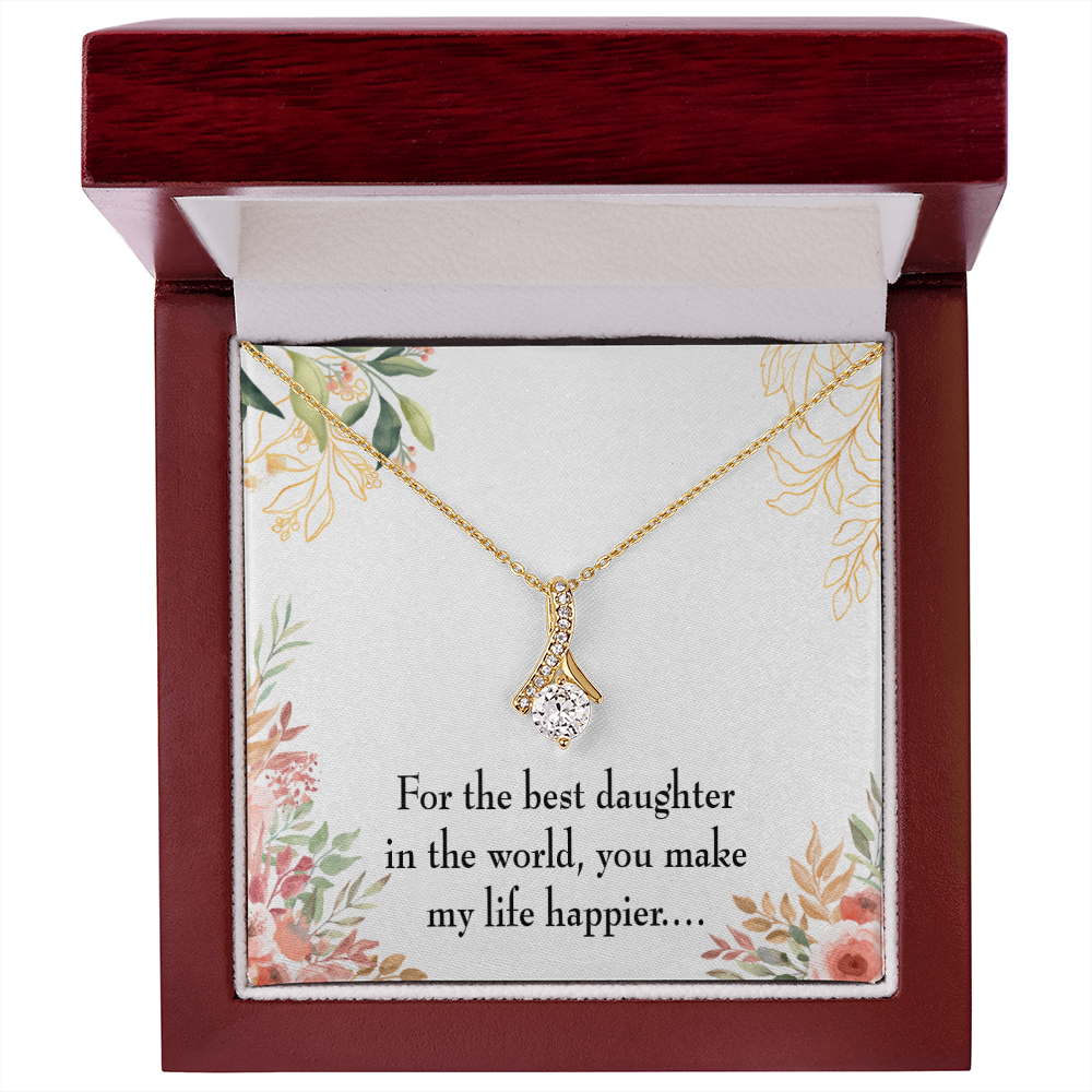 To My Daughter Best Daughter in the World Alluring Ribbon Necklace Message Card-Express Your Love Gifts