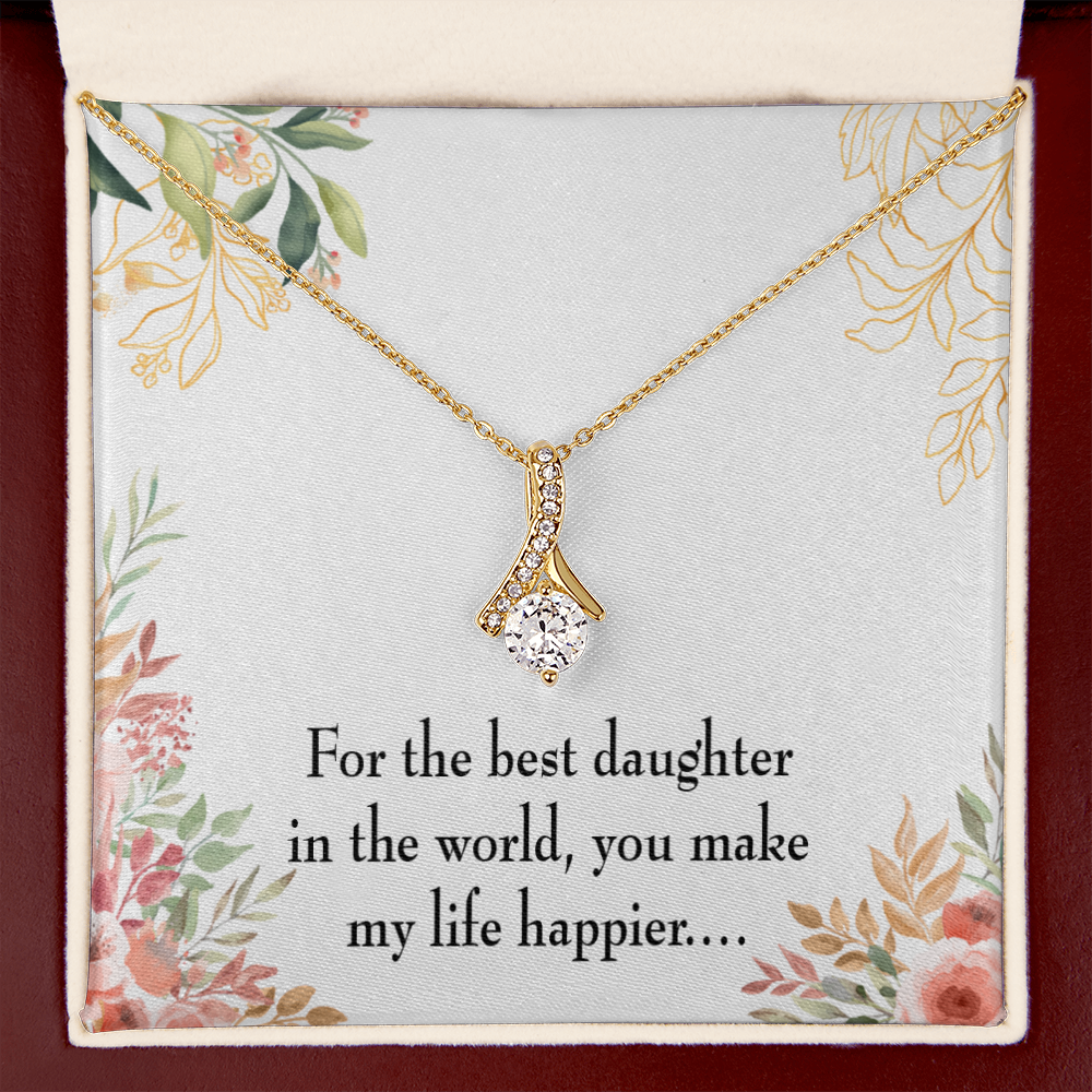 To My Daughter Best Daughter in the World Alluring Ribbon Necklace Message Card-Express Your Love Gifts