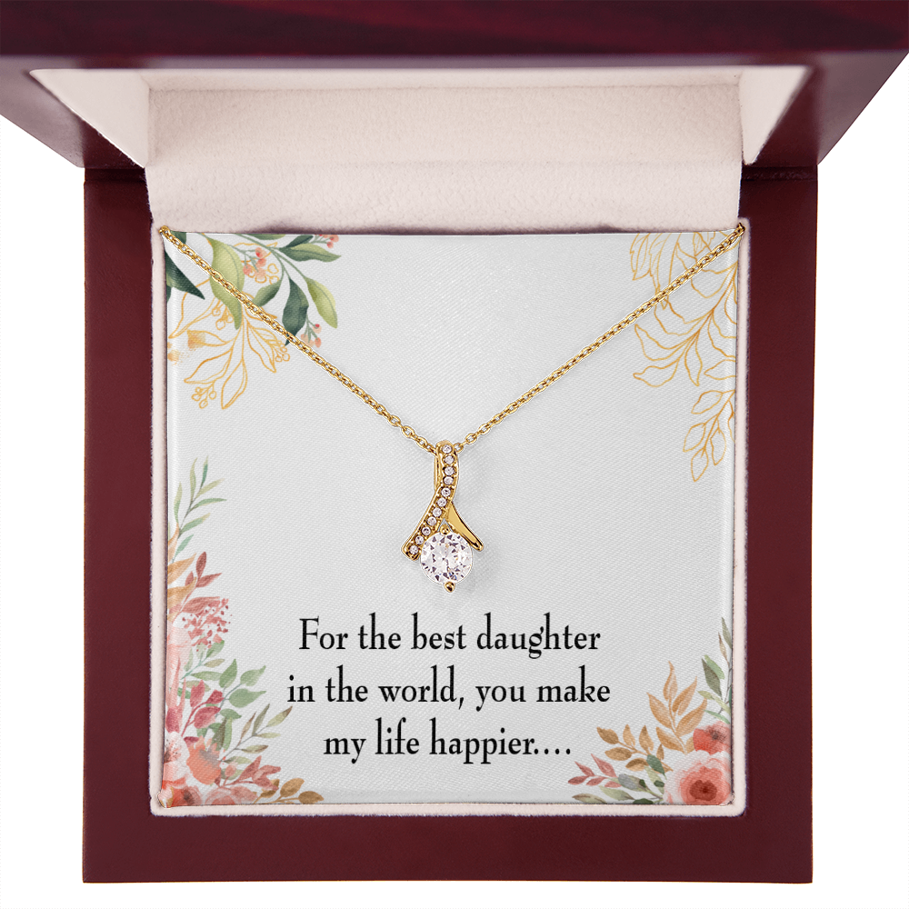 To My Daughter Best Daughter in the World Alluring Ribbon Necklace Message Card-Express Your Love Gifts