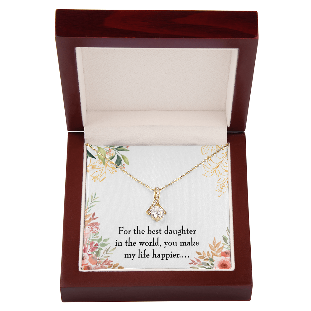 To My Daughter Best Daughter in the World Alluring Ribbon Necklace Message Card-Express Your Love Gifts