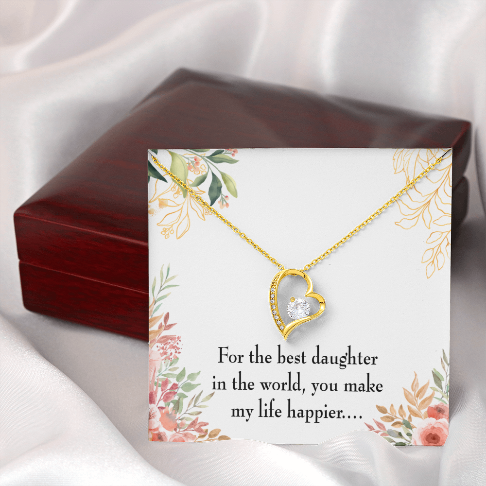 To My Daughter Best Daughter in the World Forever Necklace w Message Card-Express Your Love Gifts