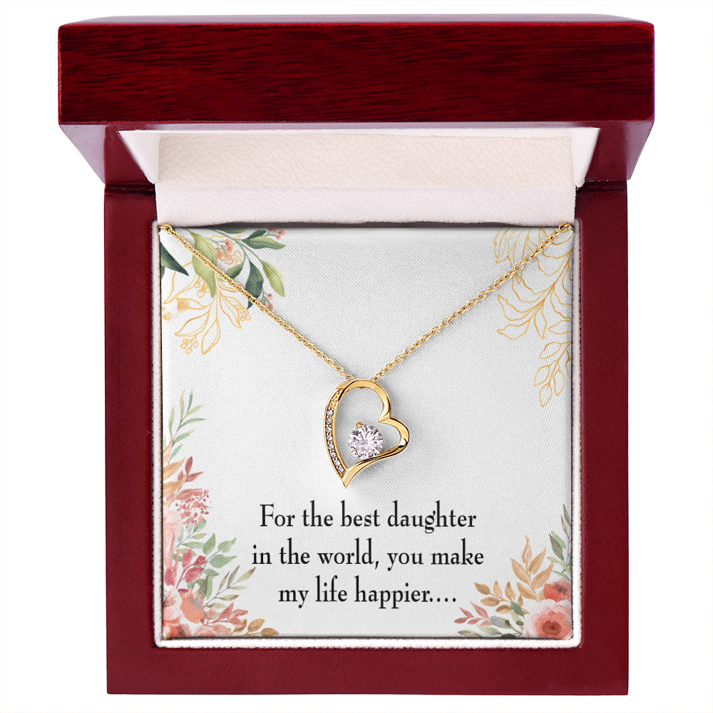 To My Daughter Best Daughter in the World Forever Necklace w Message Card-Express Your Love Gifts