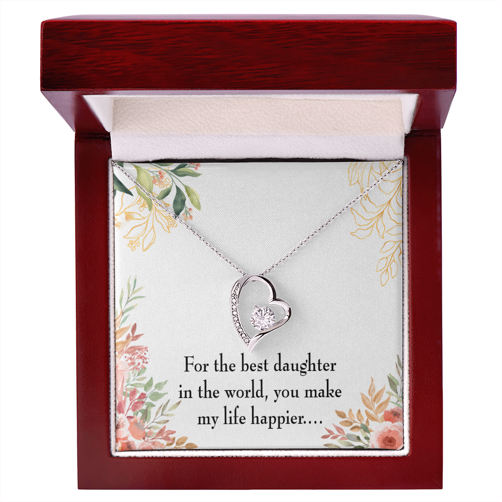 To My Daughter Best Daughter in the World Forever Necklace w Message Card-Express Your Love Gifts