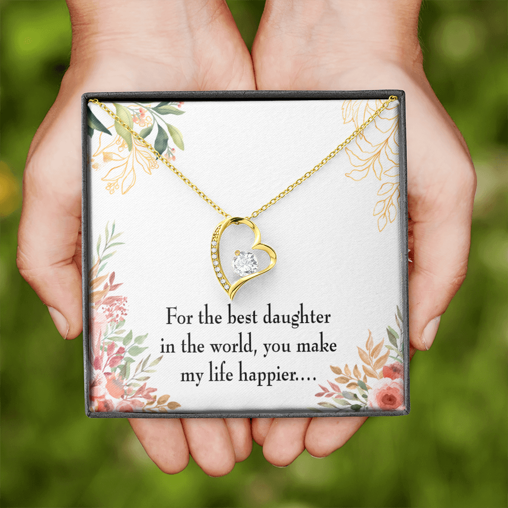 To My Daughter Best Daughter in the World Forever Necklace w Message Card-Express Your Love Gifts