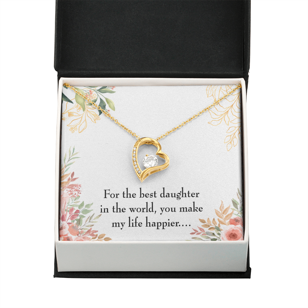 To My Daughter Best Daughter in the World Forever Necklace w Message Card-Express Your Love Gifts