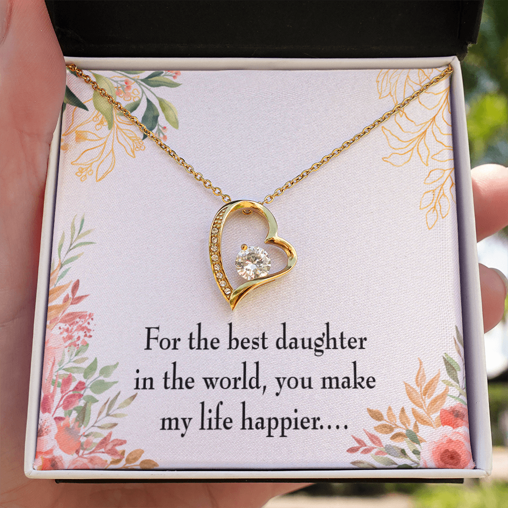 To My Daughter Best Daughter in the World Forever Necklace w Message Card-Express Your Love Gifts