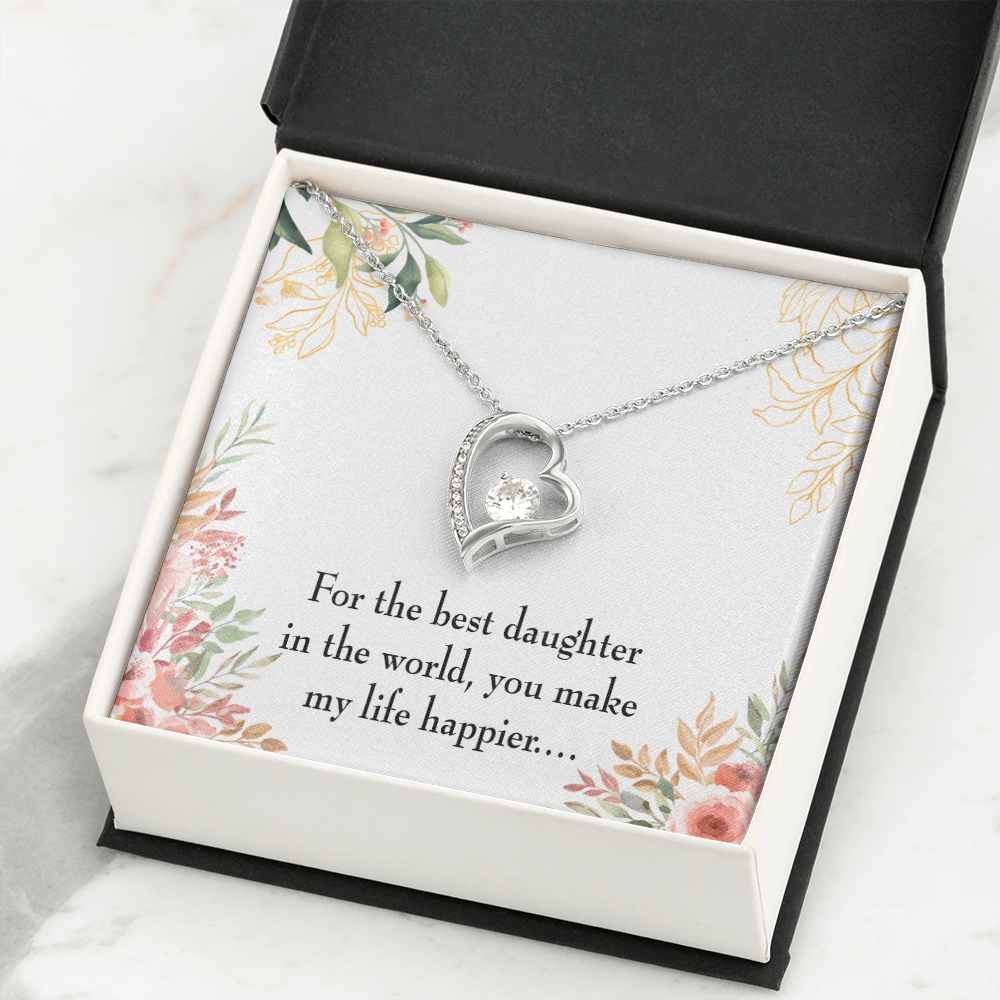 To My Daughter Best Daughter in the World Forever Necklace w Message Card-Express Your Love Gifts