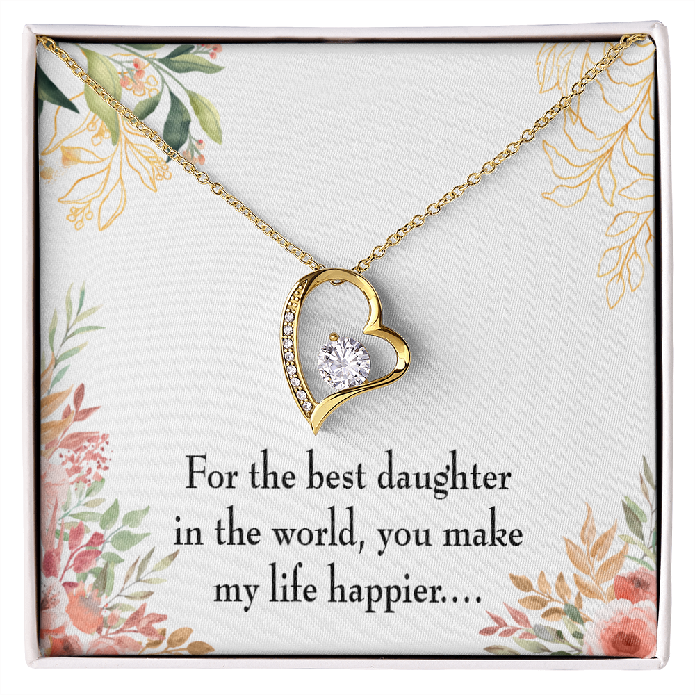 To My Daughter Best Daughter in the World Forever Necklace w Message Card-Express Your Love Gifts