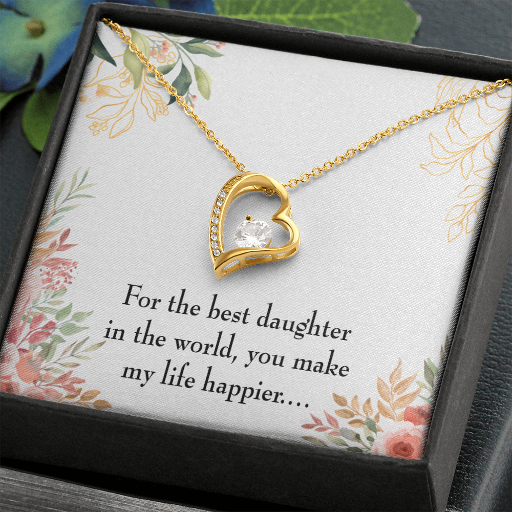 To My Daughter Best Daughter in the World Forever Necklace w Message Card-Express Your Love Gifts