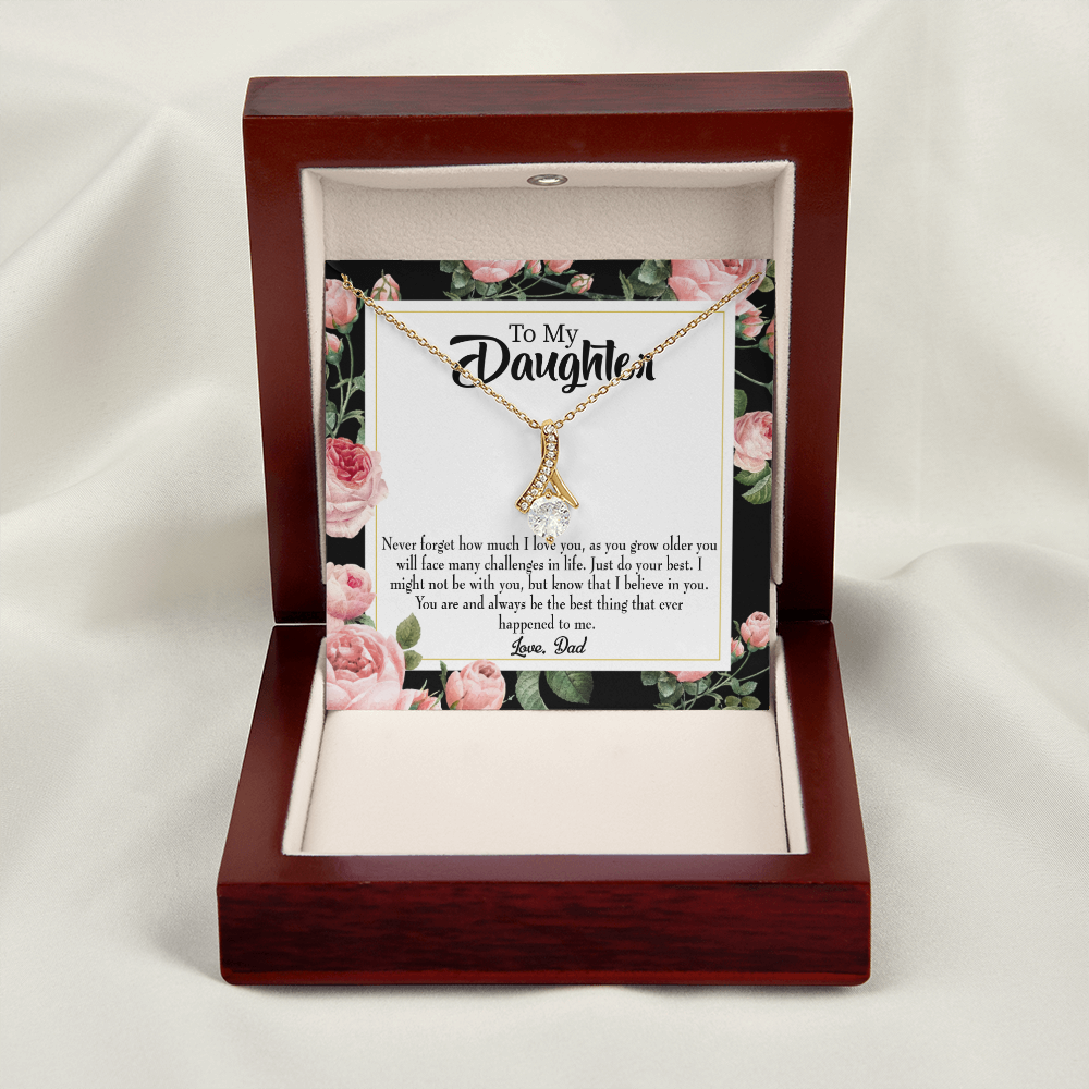 To My Daughter Best Thing From Dad Alluring Ribbon Necklace Message Card-Express Your Love Gifts
