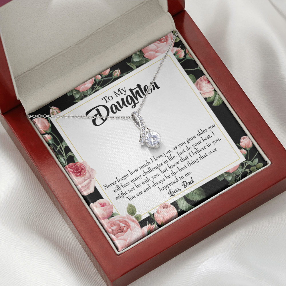 To My Daughter Best Thing From Dad Alluring Ribbon Necklace Message Card-Express Your Love Gifts