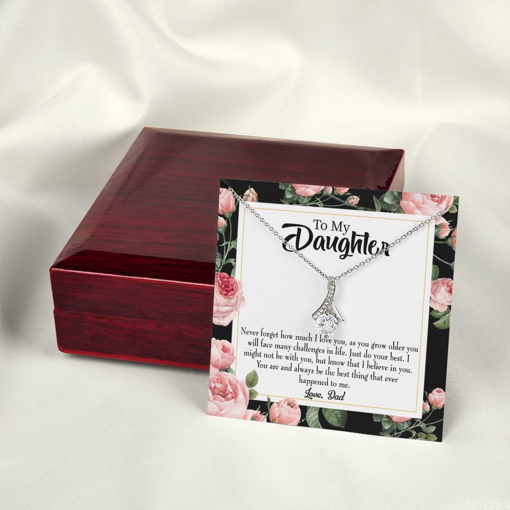 To My Daughter Best Thing From Dad Alluring Ribbon Necklace Message Card-Express Your Love Gifts