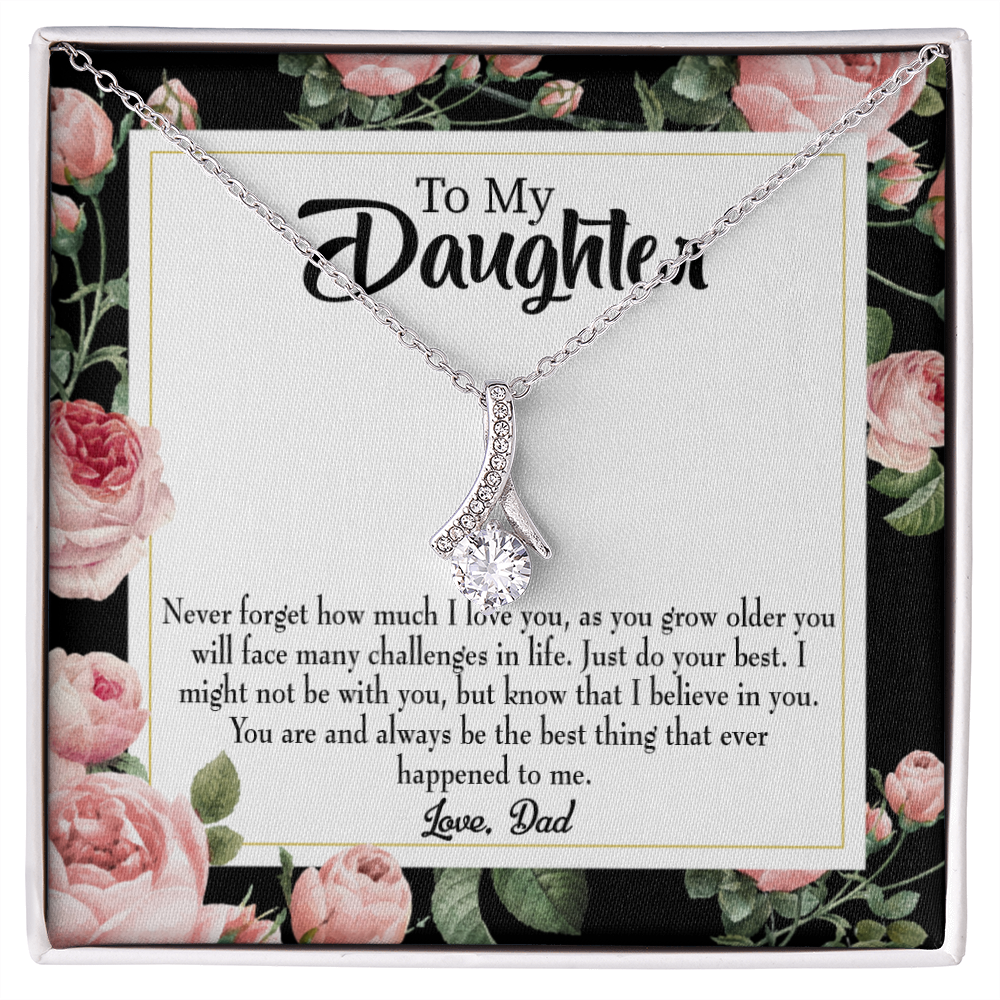 To My Daughter Best Thing From Dad Alluring Ribbon Necklace Message Card-Express Your Love Gifts