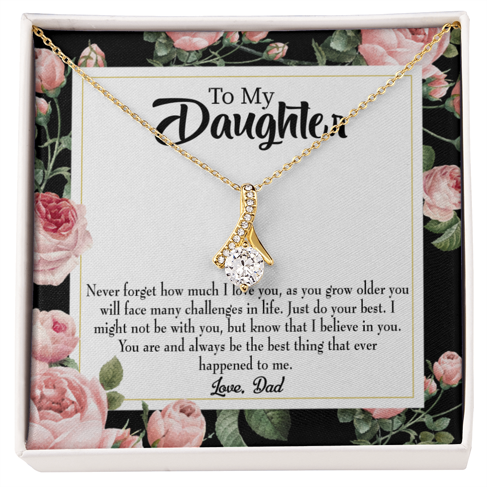 To My Daughter Best Thing From Dad Alluring Ribbon Necklace Message Card-Express Your Love Gifts