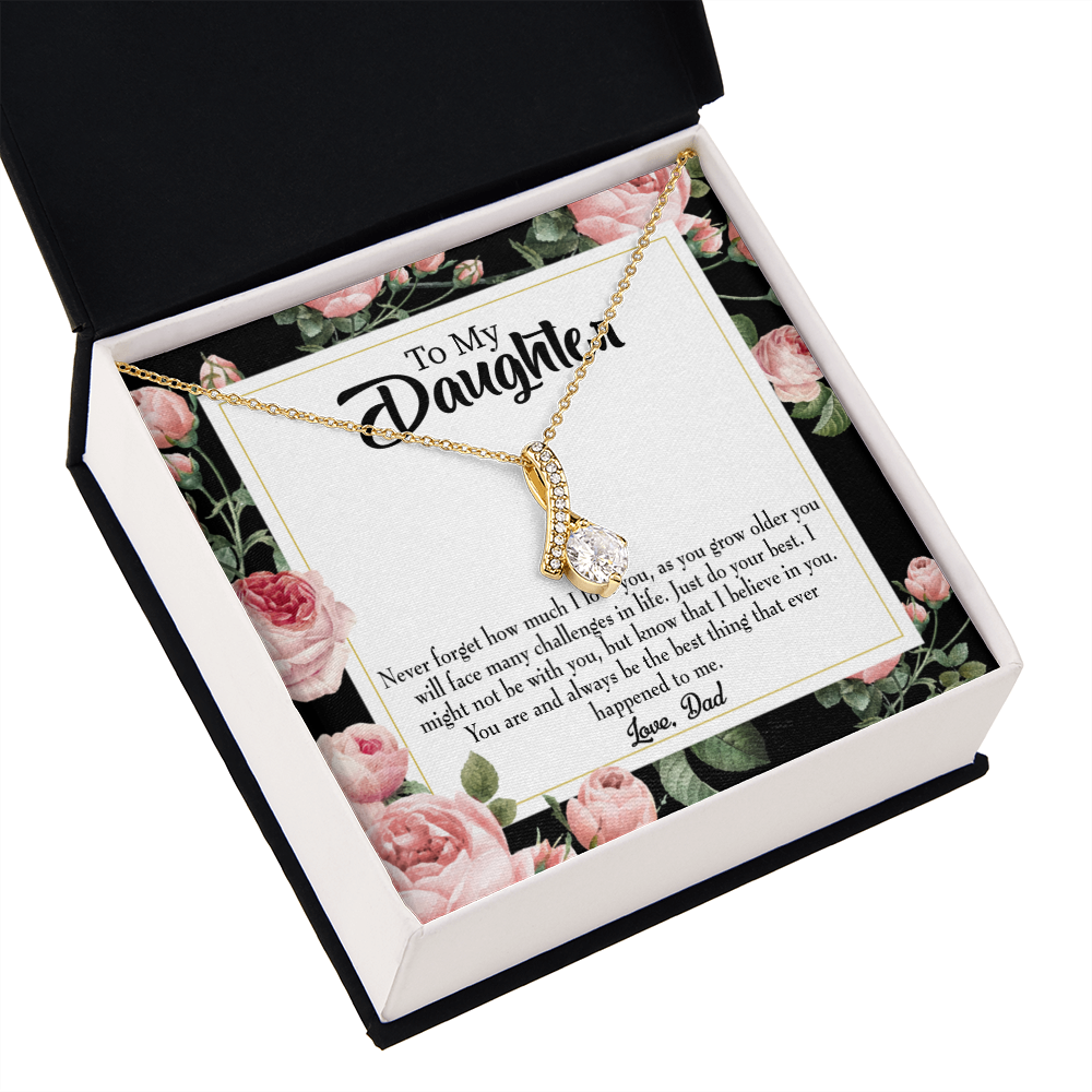 To My Daughter Best Thing From Dad Alluring Ribbon Necklace Message Card-Express Your Love Gifts