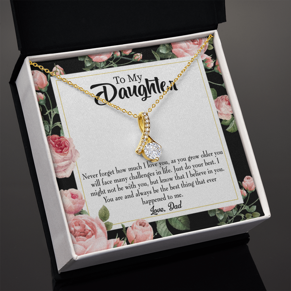 To My Daughter Best Thing From Dad Alluring Ribbon Necklace Message Card-Express Your Love Gifts
