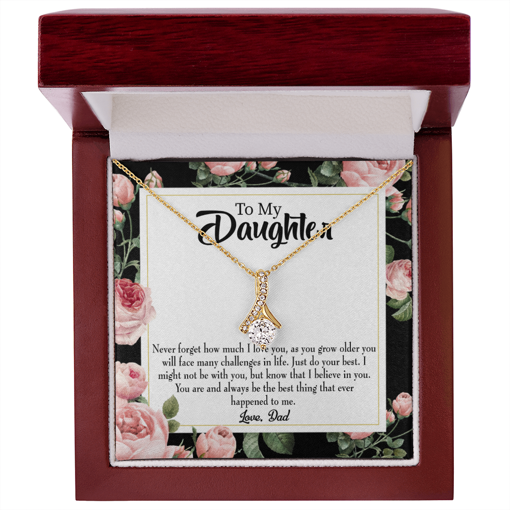 To My Daughter Best Thing From Dad Alluring Ribbon Necklace Message Card-Express Your Love Gifts