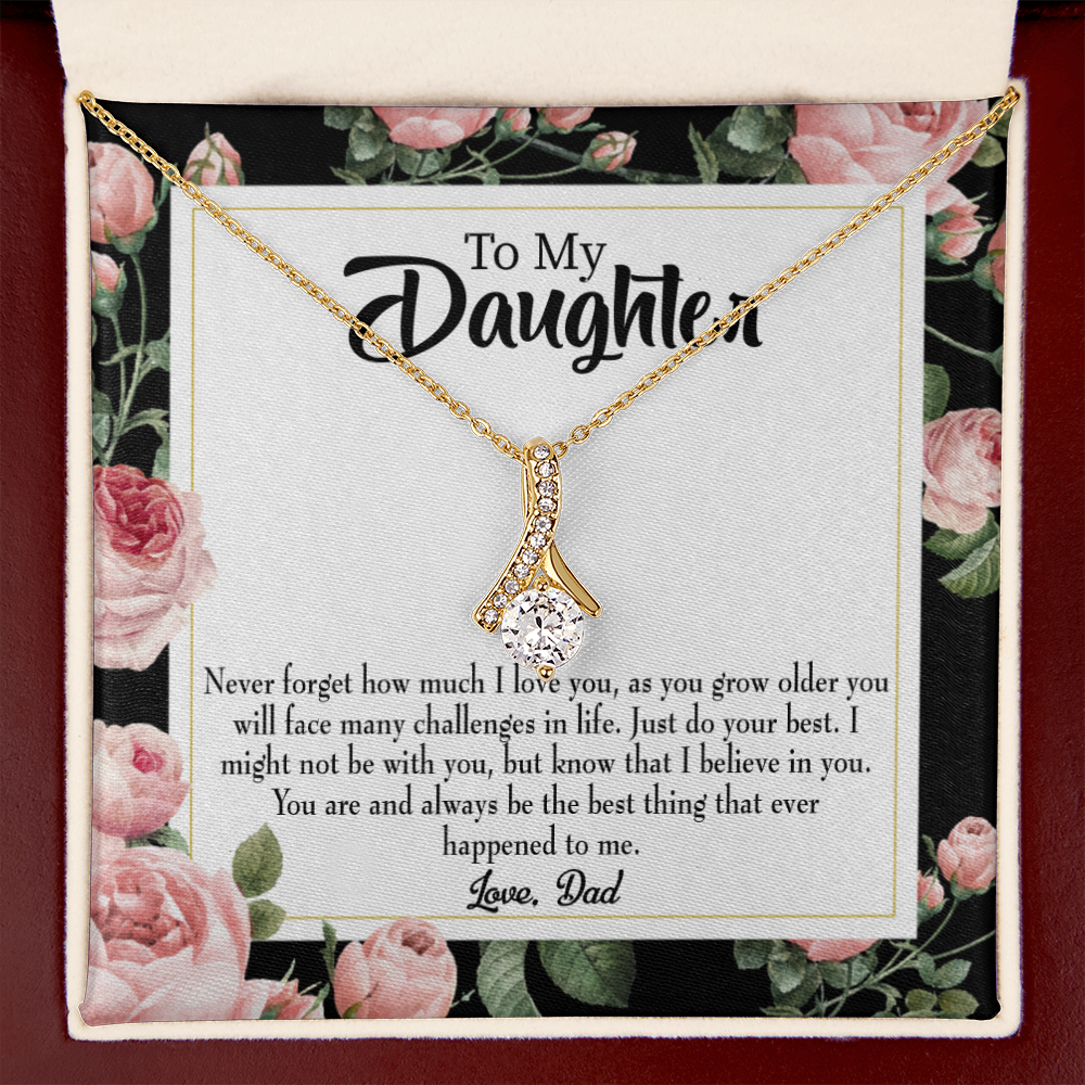 To My Daughter Best Thing From Dad Alluring Ribbon Necklace Message Card-Express Your Love Gifts