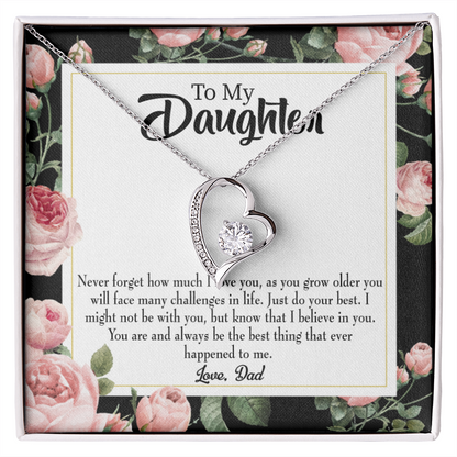 To My Daughter Best Thing From Dad Forever Necklace w Message Card-Express Your Love Gifts