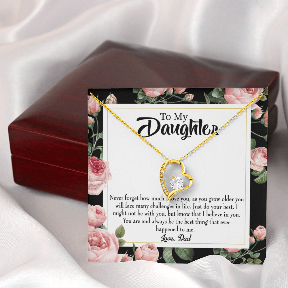 To My Daughter Best Thing From Dad Forever Necklace w Message Card-Express Your Love Gifts